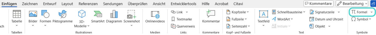 Word: Formel einfügen