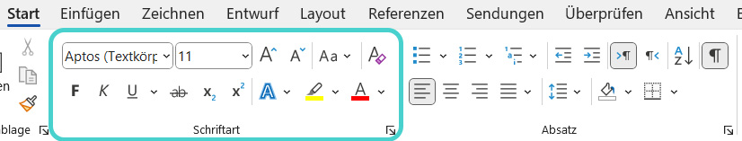 Word: Einstellungen zur Schrift