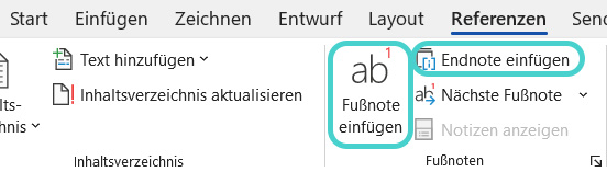 Word: Fußnote oder Endnote einfügen