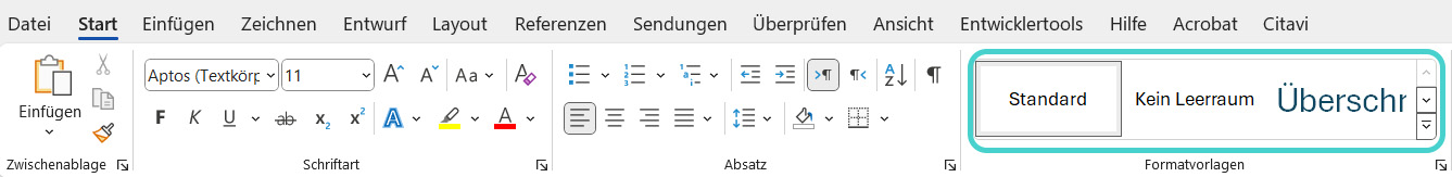 Word: Formatvorlagen