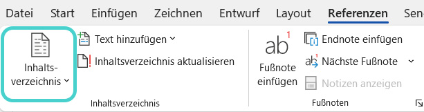 Word: Inhaltsverzeichnis einfügen