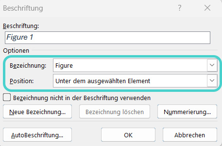Word: Abbildung beschriften