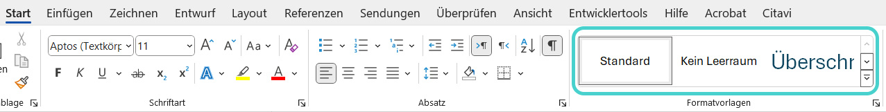 Word: Formatvorlagen