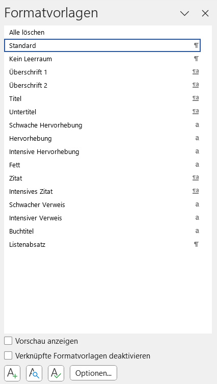 Word: Formatvorlagen