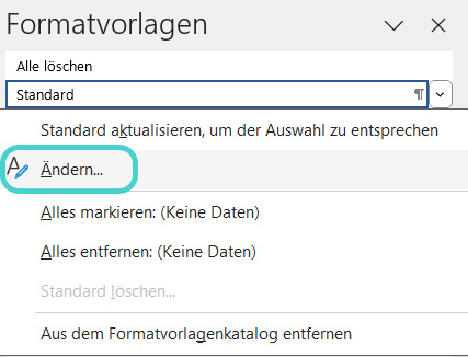 Word: Formatvorlage ändern