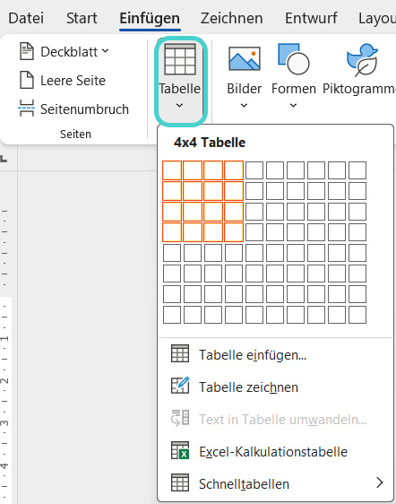 Word: Tabelle einfügen