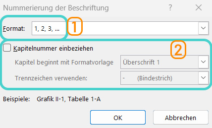 Word: Tabelle beschriften_Nummerierung