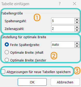 Word: Tabelle einfügen