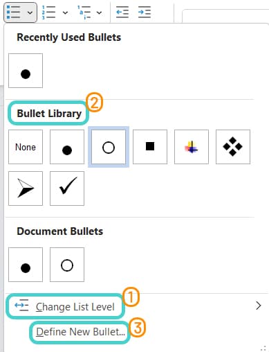 Bullet library, Word