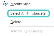 Replace style, Word