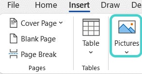 Insert pictures, Word